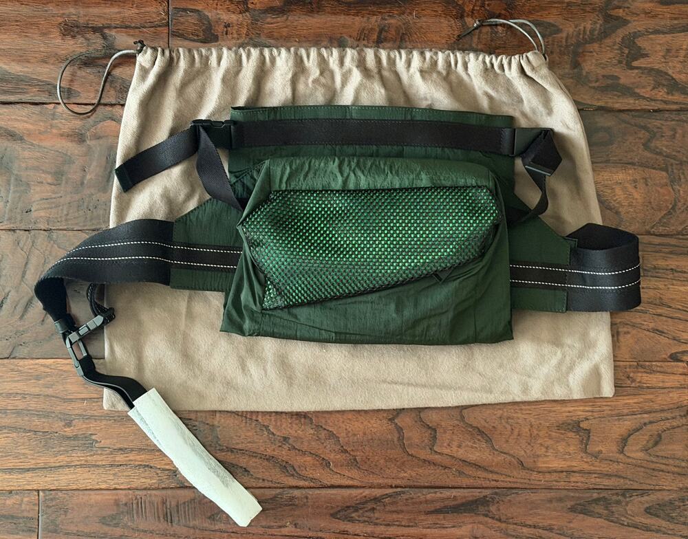 $1,171 NWT Bottega Veneta Green Nylon Mesh Intrecciato Belt Waist Crossbody Bag